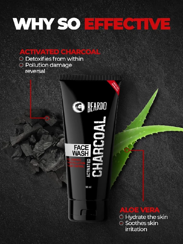 Beardo Activated Charcoal Face Wash for men, 50 ml-3.webp